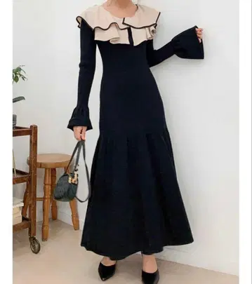 [ dazzlin ] 레이어드 파이핑 니트 원피스