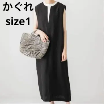 [ 새상품급 ] kagure/ 린넨 박스 원피스 블랙 M