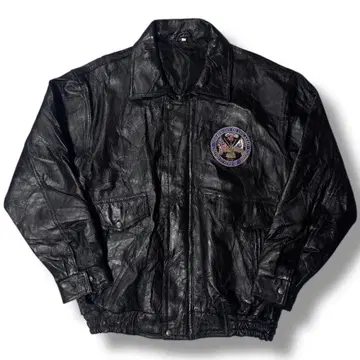 구제 의류 가죽 자켓 US ARMY 밀리터리 와펜 자수 블랙