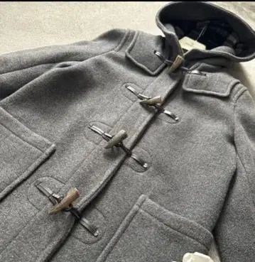 그레이 울 더플 코트 후드 부착