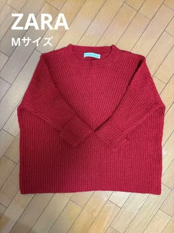 새상품 ZARA KNIT 케이블 크루넥 스웨터 M 빨간색 크리스마스