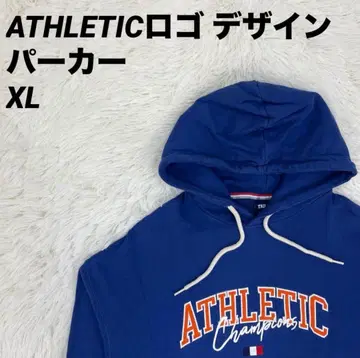 풀오버 후드티 ATHLETIC 로고 디자인 블루 XL 사이즈