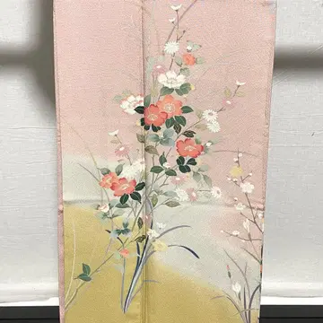 D809 호몬기 유젠 꽃 무늬 순수 실크 기모노 이중 기모노