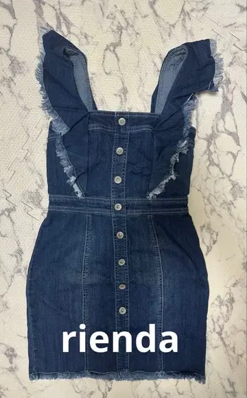 rienda 프릴 숄더 데님 원피스