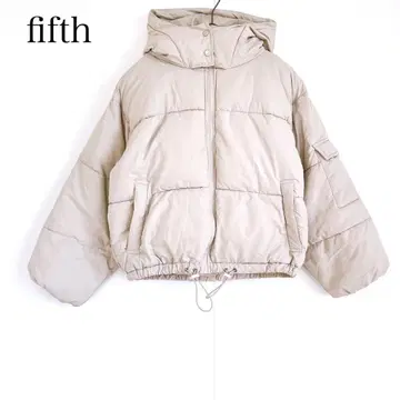피프스 새상품급 패딩 자켓 (M) 숏 기장 후드 부착 드로 코드