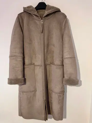 ZARA 후드 부착 무스탕 코트 리버서블 새상품