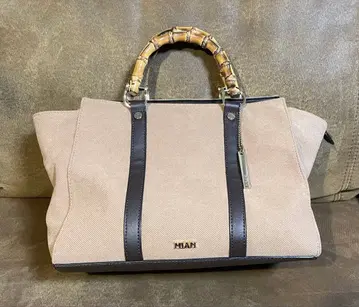 MIAN 대나무 핸들 토트백 브라운