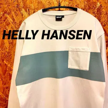 [ 헬리한센 ] 포켓 부착 롱 슬리브 보더 T 절개 긴팔 티셔츠