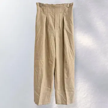 디어풀 턱 와이드 팬츠 하이웨스트 울 혼방 깔끔한 XL [ c18