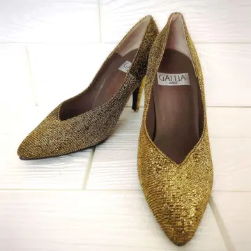GALLIA 반짝이는 골드 글리터 하이힐 펌프스 23cm ( S )