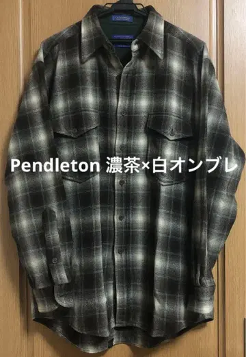 00s Pendleton 다크 브라운 x 화이트 옴브레 M ~ L 사이즈