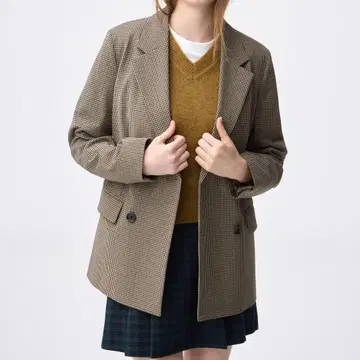 GU 더블 브레스트 체크 자켓