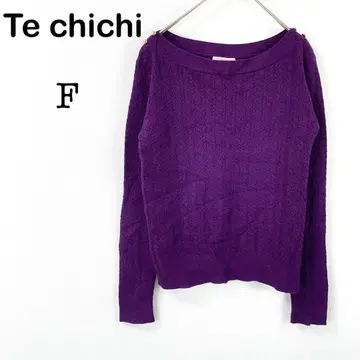 [ 테치치 ] 니트 스웨터 긴팔 풀오버 캐주얼 퍼플 프리 사이즈