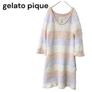 [젤라피케] F 룸웨어 보더 복슬복슬 튜닉 기장 원피스 화이트