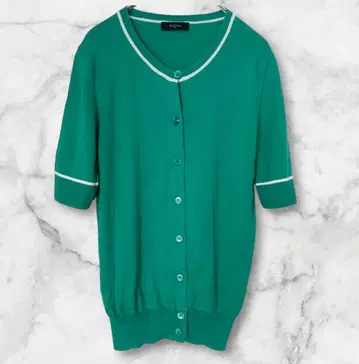 폴스미스 선명한 그린 가디건 5부 소매 M 사이즈