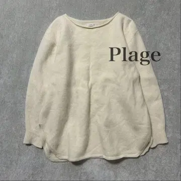 Plage 플라주 파인울 와이드 풀오버 니트 보트넥 화이트