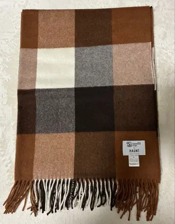 존스톤스 대형 스톨 브라운 계열 체크 HAUNT 콜라보 Johnstons