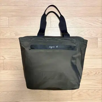 Agnes b. 나일론 토트백 카키 A4 수납 가능