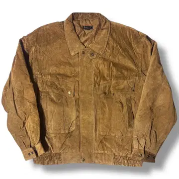 구제 의류 90s 가죽 자켓 스웨이드 XL 브라운 빅 실루엣