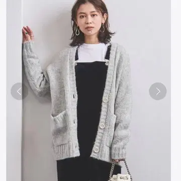 새상품급 유나이티드 애로우즈 니트 가디건 알파카 혼방 그레이