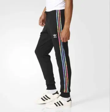 adidas 컬러풀 사이드 스트라이프 조거 팬츠 XS