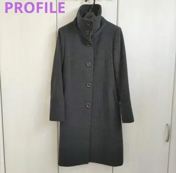 PROFILE 스탠드 카라 울 코트 그레이