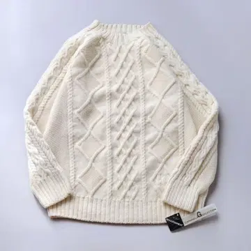 미사용 금천 니트 mittan 울 케이블 니트 아란 일본제