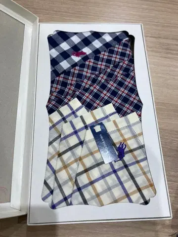 체크 무늬 코튼 손수건 3개 세트