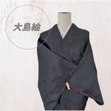 미사용 새상품 오시마 명주 꽃무늬 실크 기모노