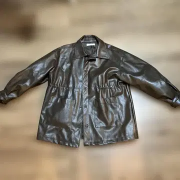 AIC. 다크 브라운 가죽 자켓