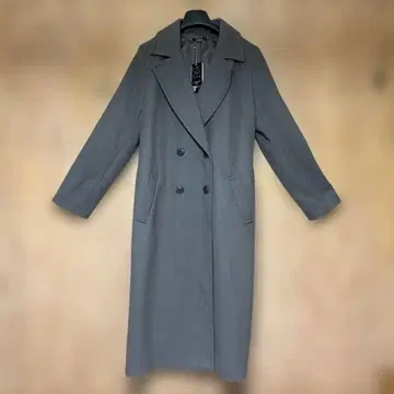 여성용 롱 코트 M 사이즈 그레이 더블 브레스트 체스터 코트