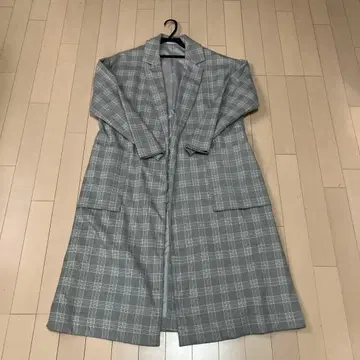 douse Harmonie 그레이 체크 무늬 롱 코트