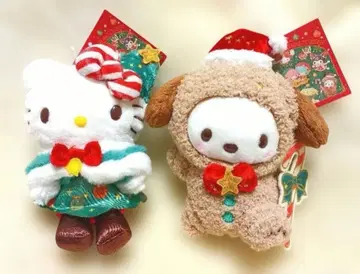 헬로키티 포차코 마스코트 홀더 크리스마스 산리오 오너먼트 2점