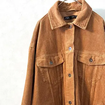 [ 새상품급 ] ZARA 코듀로이 자켓 포켓 부착 오버 사이즈 심플