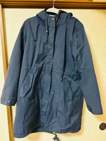 보아 안감 다운 아우터 네이비 후드 부착 M 허리 조절 가능