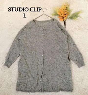스튜디오 클립 여성용 긴팔 니트 가디건 (L) 울 혼방 그레이