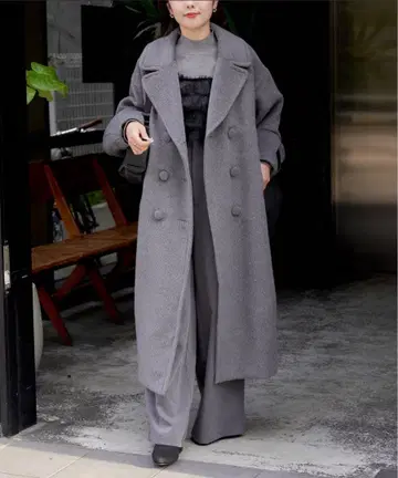 [ 완판템 ] chico 더블 샤기 롱 코트 사이즈 1