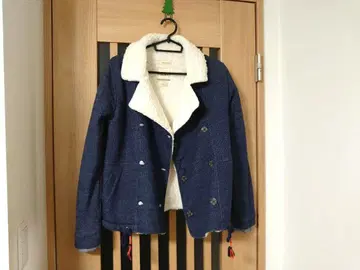 ROXY 네이비 블루 쉘파 안감 부착 더블 브레스트 자켓