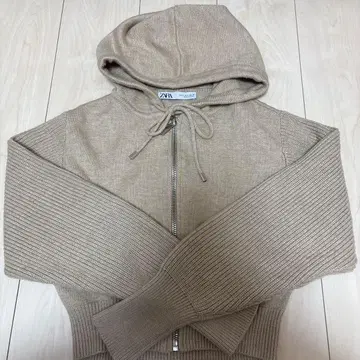 ZARA 베이지 리브 니트 후드티