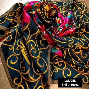 Lancel 플라워 패턴 실크 100% 스카프