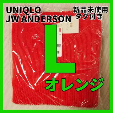 유니클로 JW 앤더슨 리브 크루넥 스웨터 오렌지 L 미사용 새상품