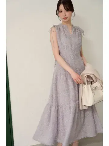 프레이 아이디 프린지 자카드 티어드 원피스