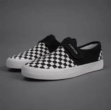 체커 패턴 슬립온 스니커즈