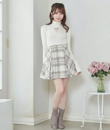 [ 미사용 새상품 ] 로제 뮤즈 tweed check mini skirt