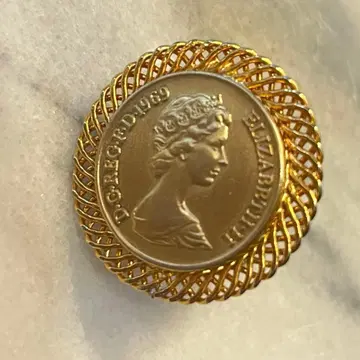 1969년 엘리자베스 여왕 스카프 클립 코인 주얼리