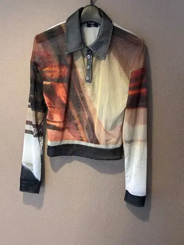 dydoshop 추상 그래픽 긴팔 피케 셔츠