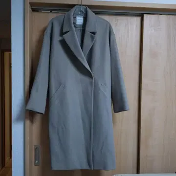 베이지 노카라 롱 코트