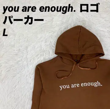 풀오버 후드티 후드 you are enough. 로고 브라운