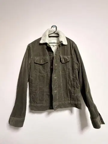 H&M 코듀로이 보아 자켓 올리브 그린