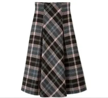 [ SNIDEL ] 스나이델 로빙 체크 롱 스커트